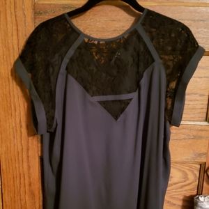 Express Roll Sleeve Top with Lace